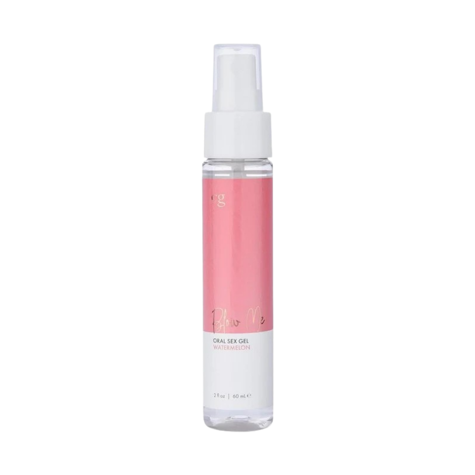 A pink bottle of Blow Me oral sex gel.