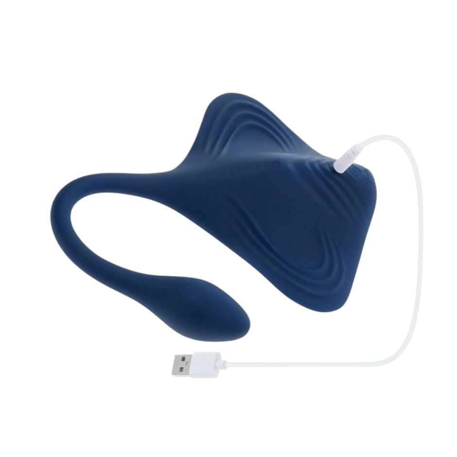 Blue Daily Grind grinder pad showing charging port at the bottom