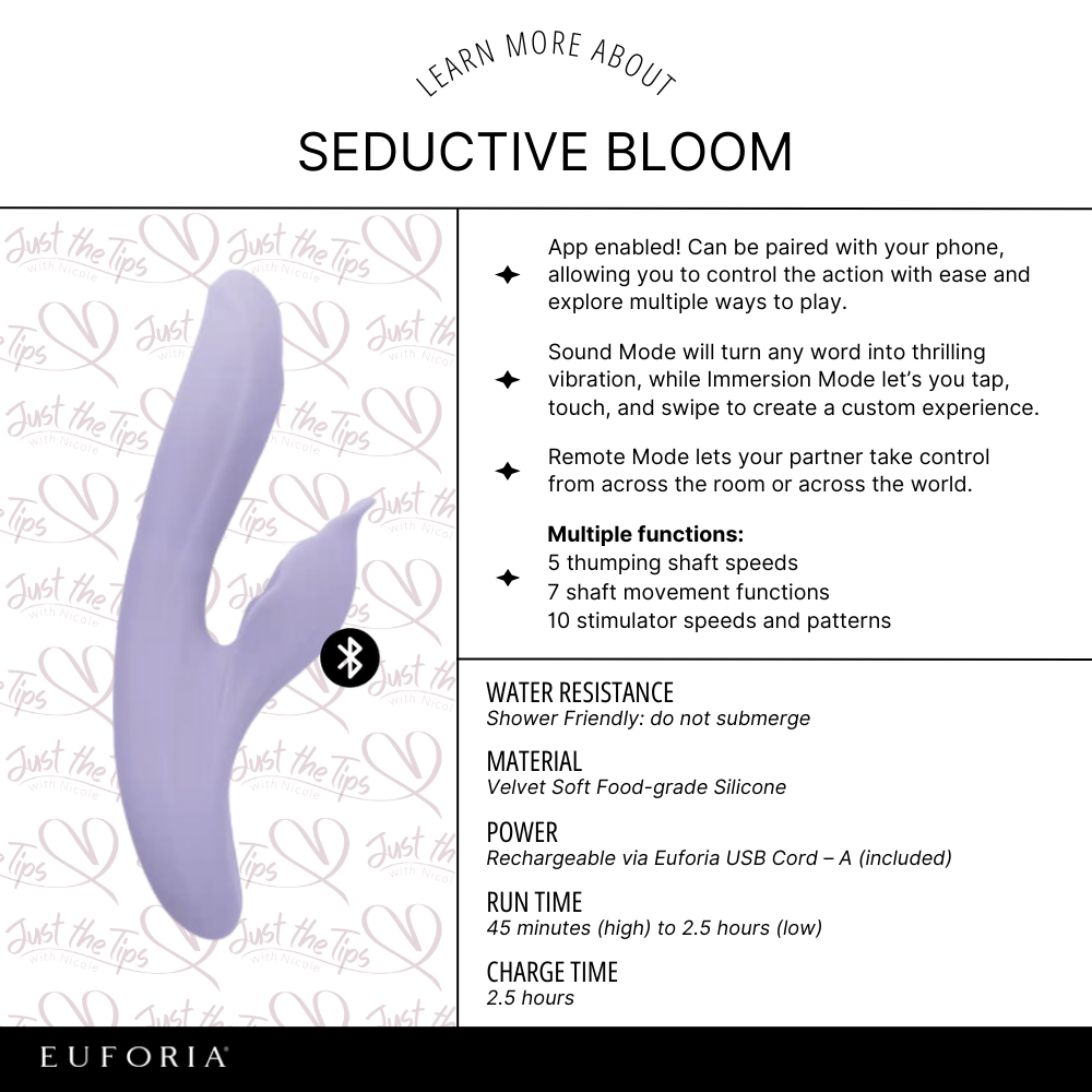 Seductive Bloom, Bedroom Toy by Euforia - shown in product photo, available at Just The Tips with Nicole