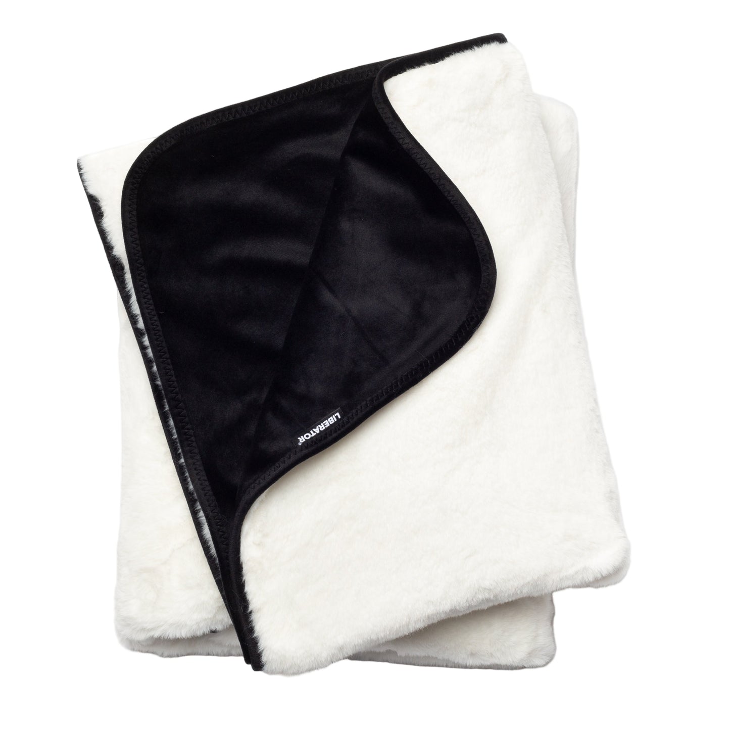 A white faux fur Fascinator Splashproof Throws, Bedroom Furniture by Liberator against a white background.