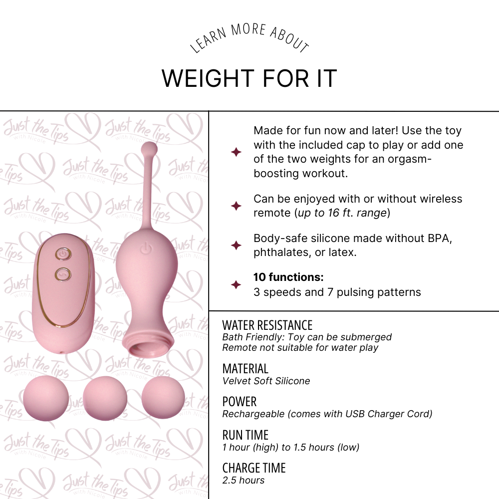Weight For It, Bedroom Toy by Euforia - shown in product photo, available at Just The Tips with Nicole