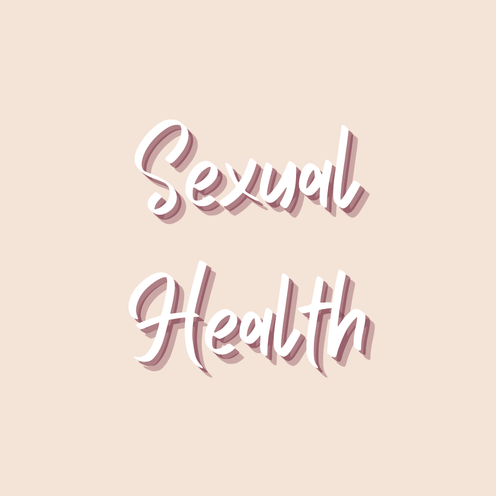 	Hand holding intimate health product in shower with Sexual Health text overlay