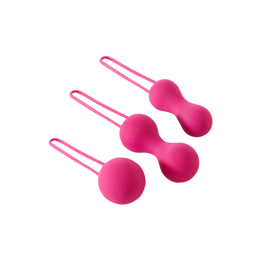 A pink Ami pelvic floor trainer set of three by Je Joue.