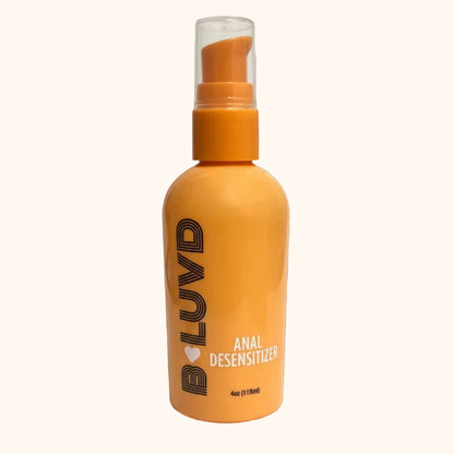 Orange bottle of BLUVD Anal Desensitizer on a white background