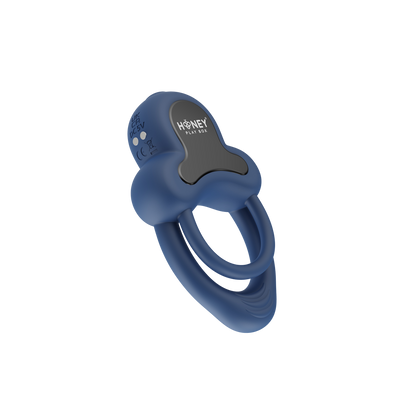 A dark blue Anello Honey Play Box cock ring.