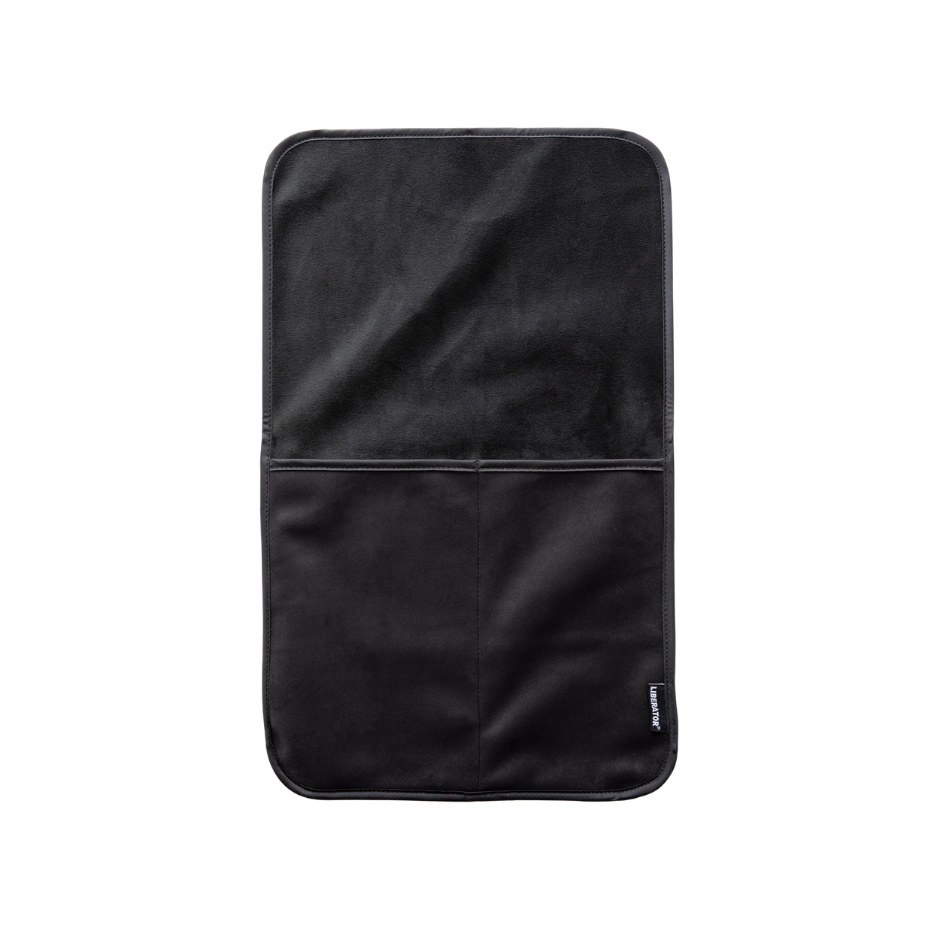 A black bed caddy by Fascinator.