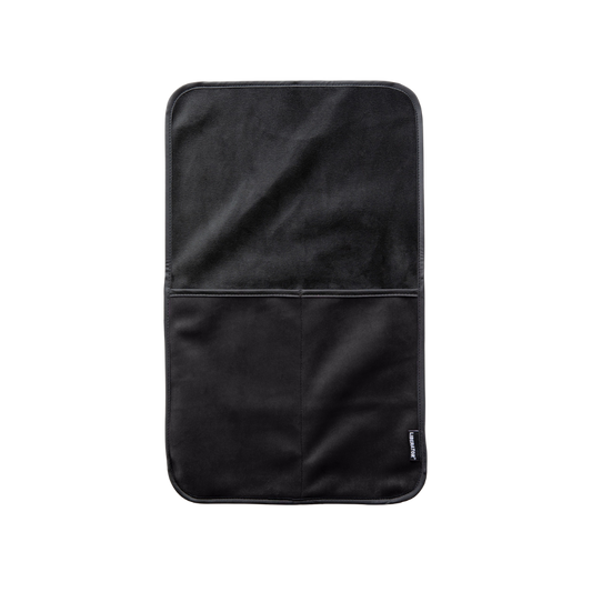 A black bed caddy by Fascinator.