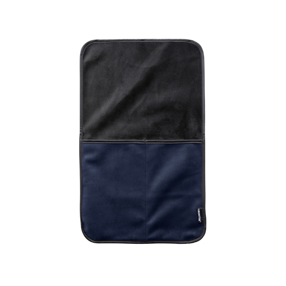A indigo bed caddy by Fascinator.