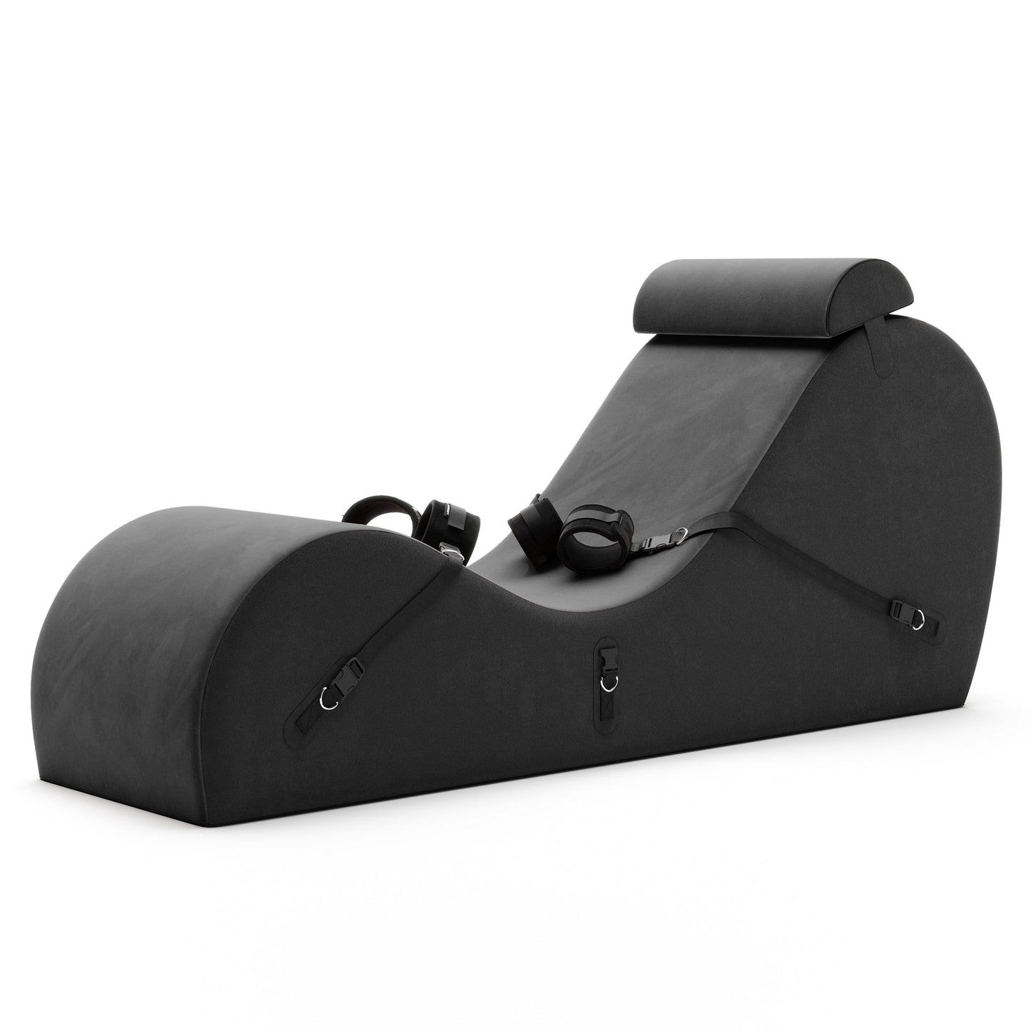 A black valkyrie Cello Chaise against a white background.