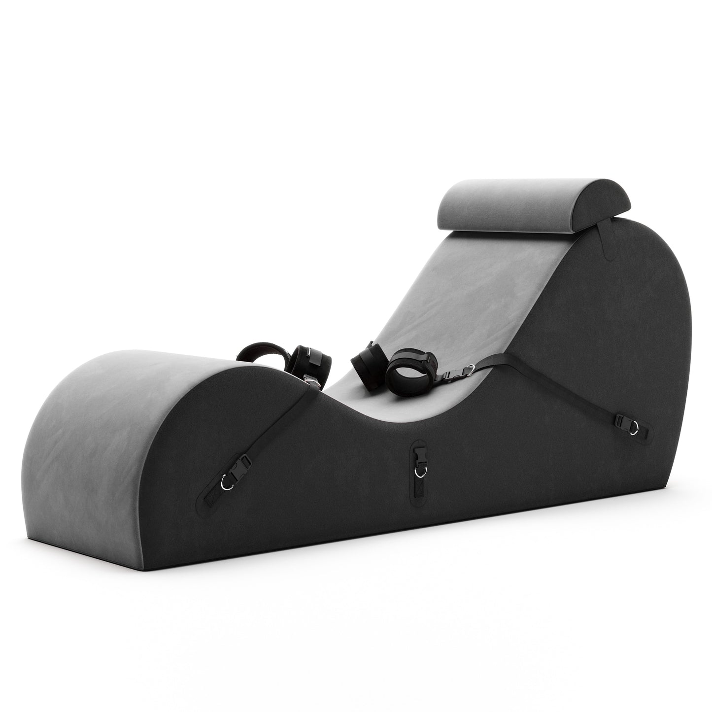 A grey valkyrie Cello Chaise against a white background.