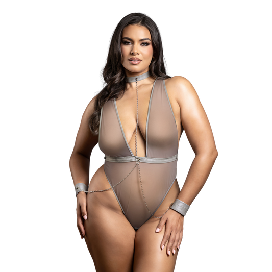 Crotchless Chain Detail Teddy & Handcuffs