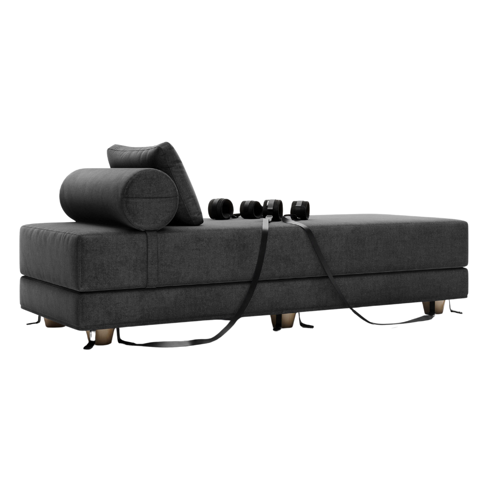 Black Divan Daybed with Cuffs, Bedroom Furniture by Liberator against a white background.