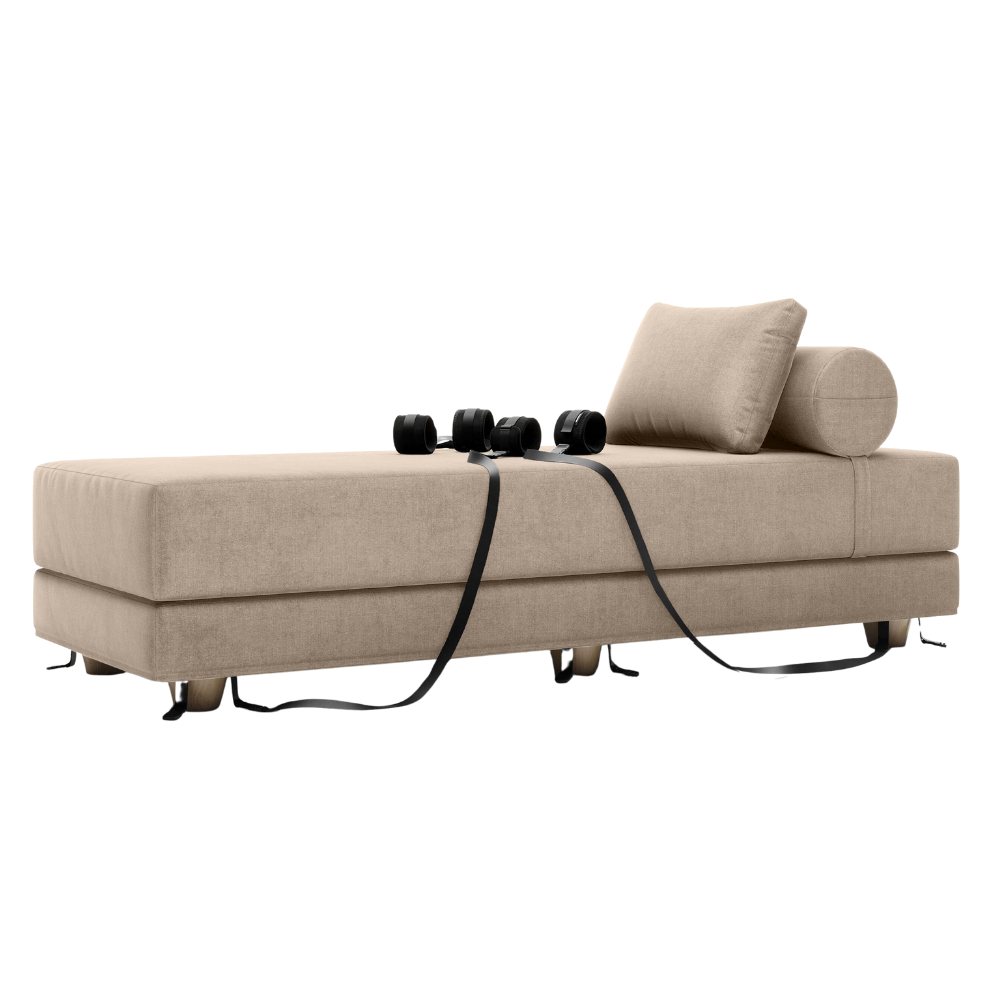 Beige Divan Daybed with Cuffs, Bedroom Furniture by Liberator against a white background.