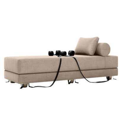 Beige Divan Daybed with Cuffs, Bedroom Furniture by Liberator against a white background.