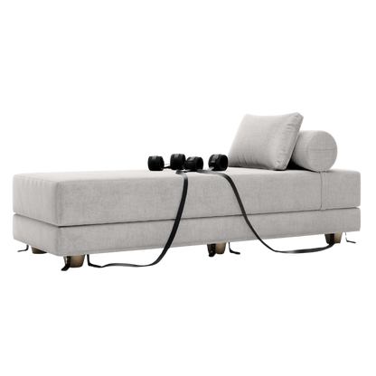 Grey Divan Daybed with Cuffs, Bedroom Furniture by Liberator against a white background.