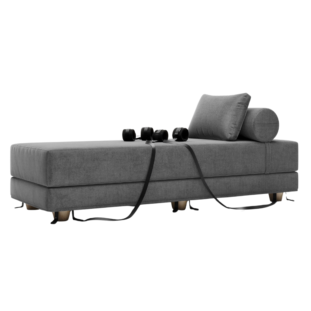 Dark grey Divan Daybed with Cuffs, Bedroom Furniture by Liberator against a white background.
