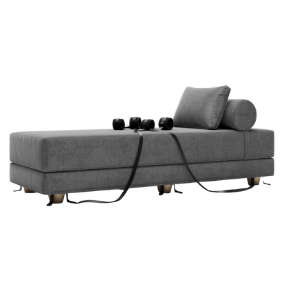 Dark grey Divan Daybed with Cuffs, Bedroom Furniture by Liberator against a white background.