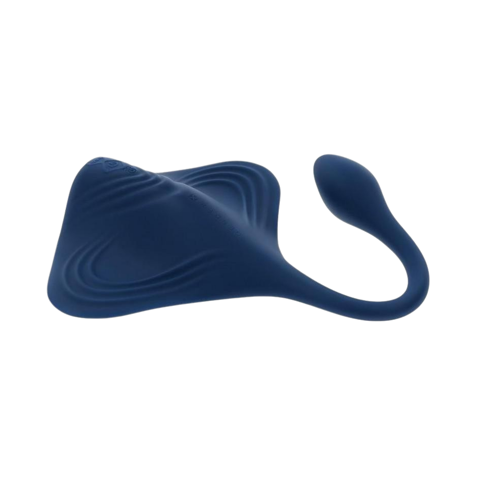 Blue silicone grinder pad on a white background