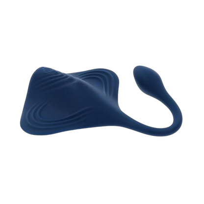 Blue silicone grinder pad on a white background