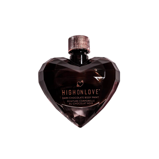 A bottle of Dark Chocolate Body Paint by High On Love.