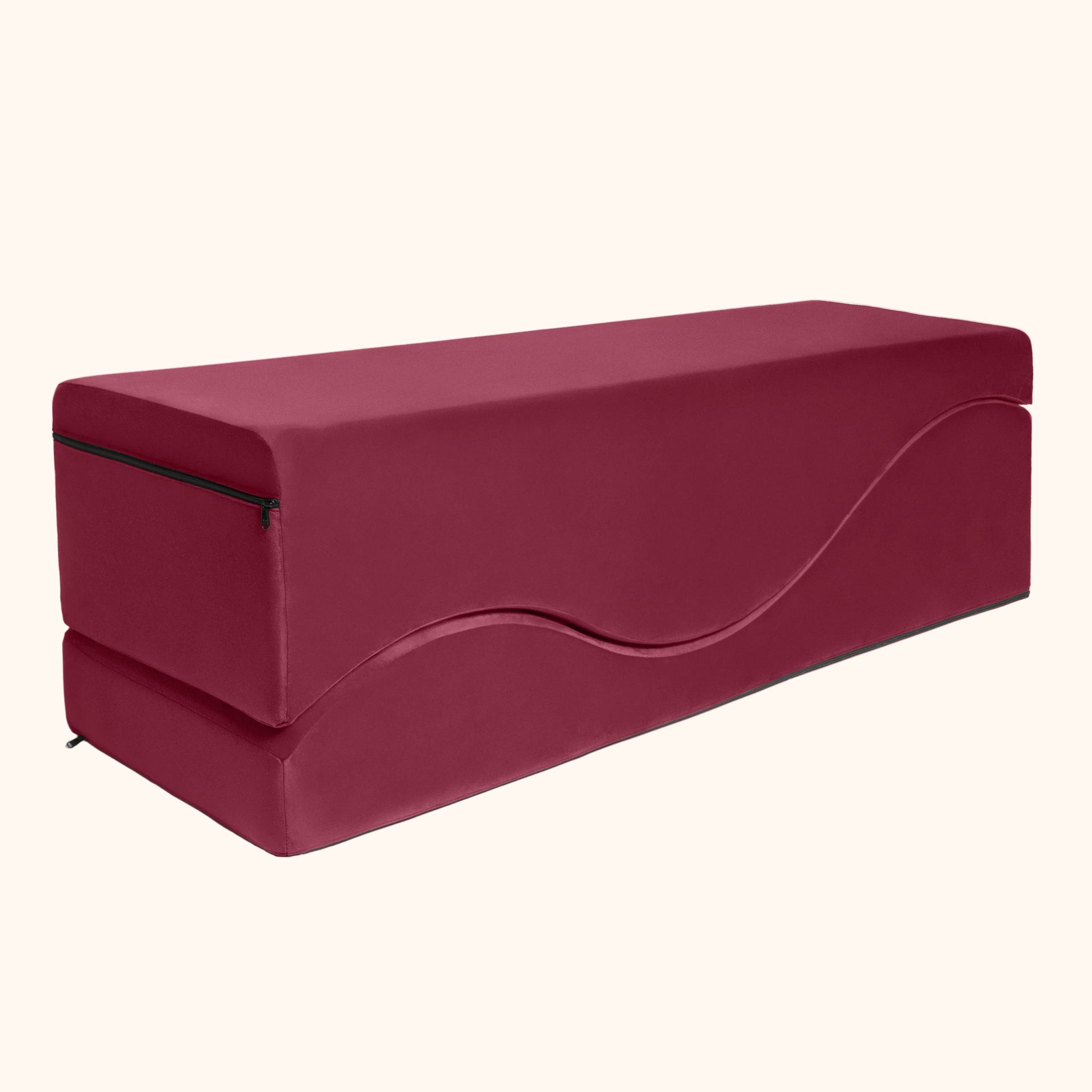 A merlot Equus Wave bench, Bedroom Furniture by Liberator against a white background.