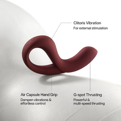 Maroon-colored Eros by Osuga against a white background showing different areas of movement.