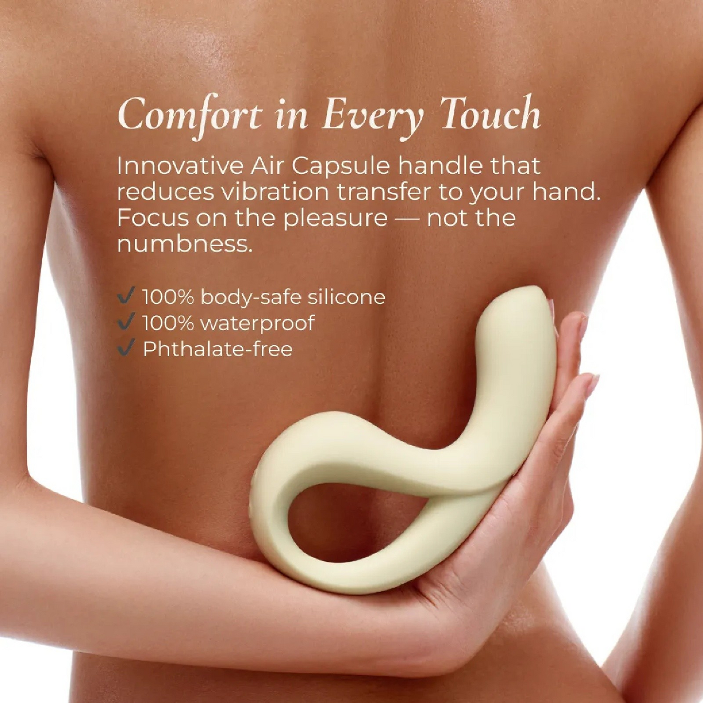 White-colored Eros by Osuga being held behind a naked back with a description.
