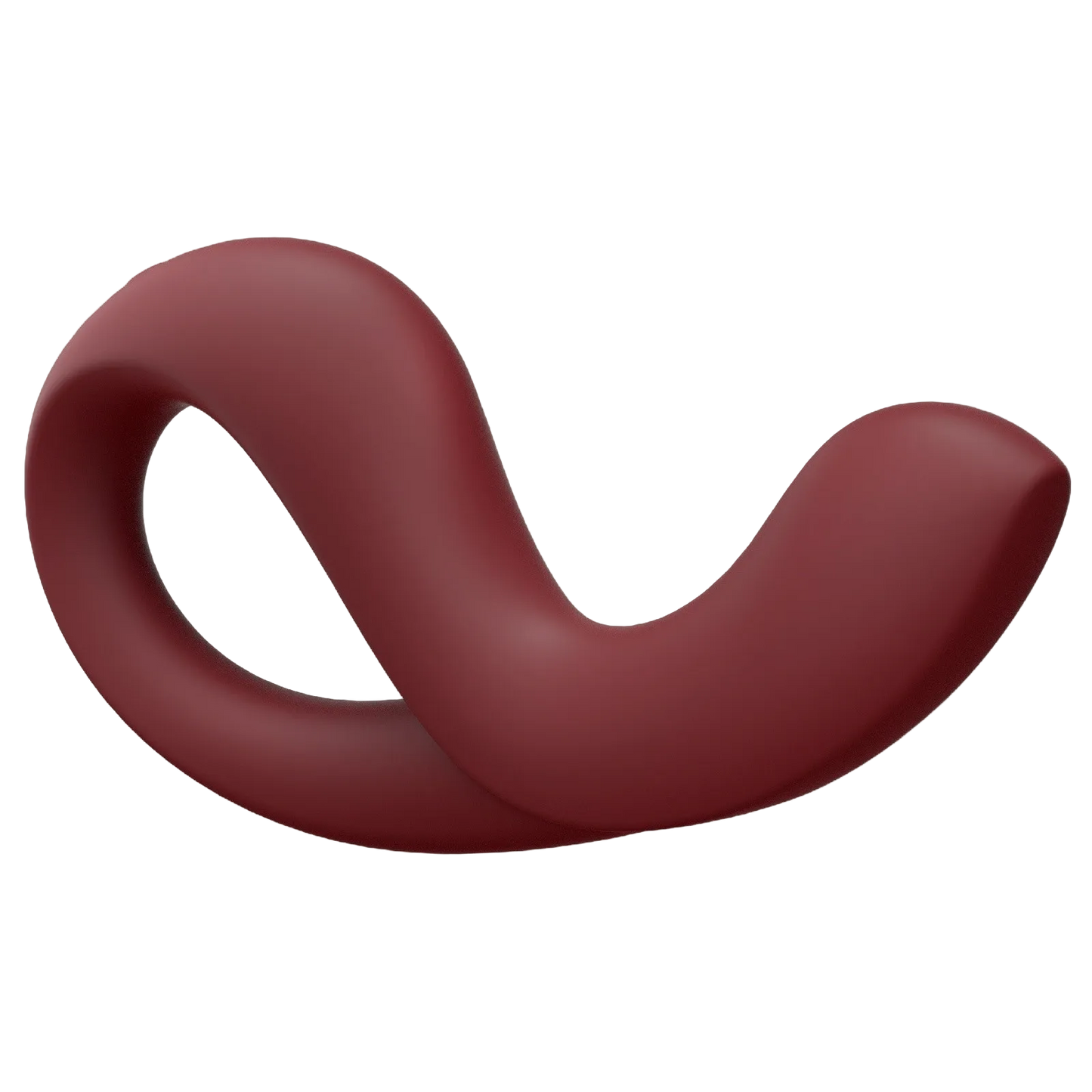 Maroon-colored Eros with a curved design on a white background