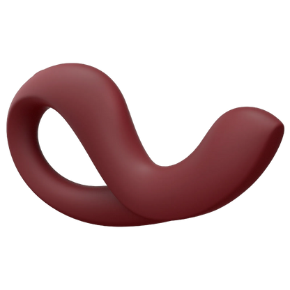 Maroon-colored Eros with a curved design on a white background