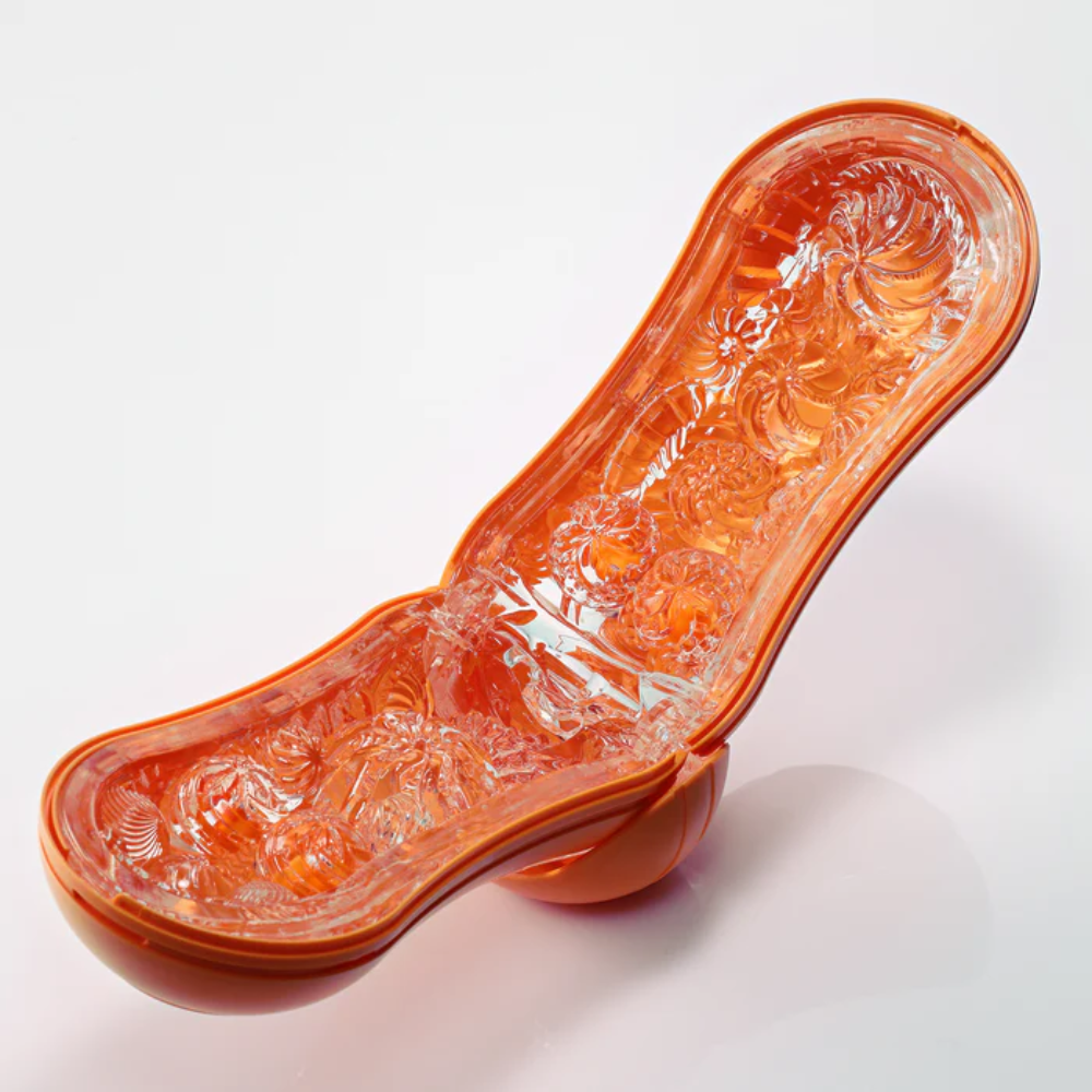 Orange flip orb male sleeve open to dry