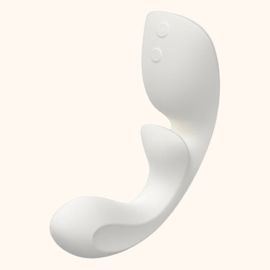 A white Flow, Bedroom Toy Vibrator by Liberator against a white background.
