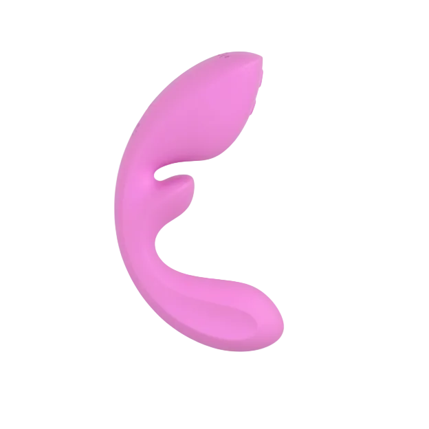 Pink g-spot toy on a white background