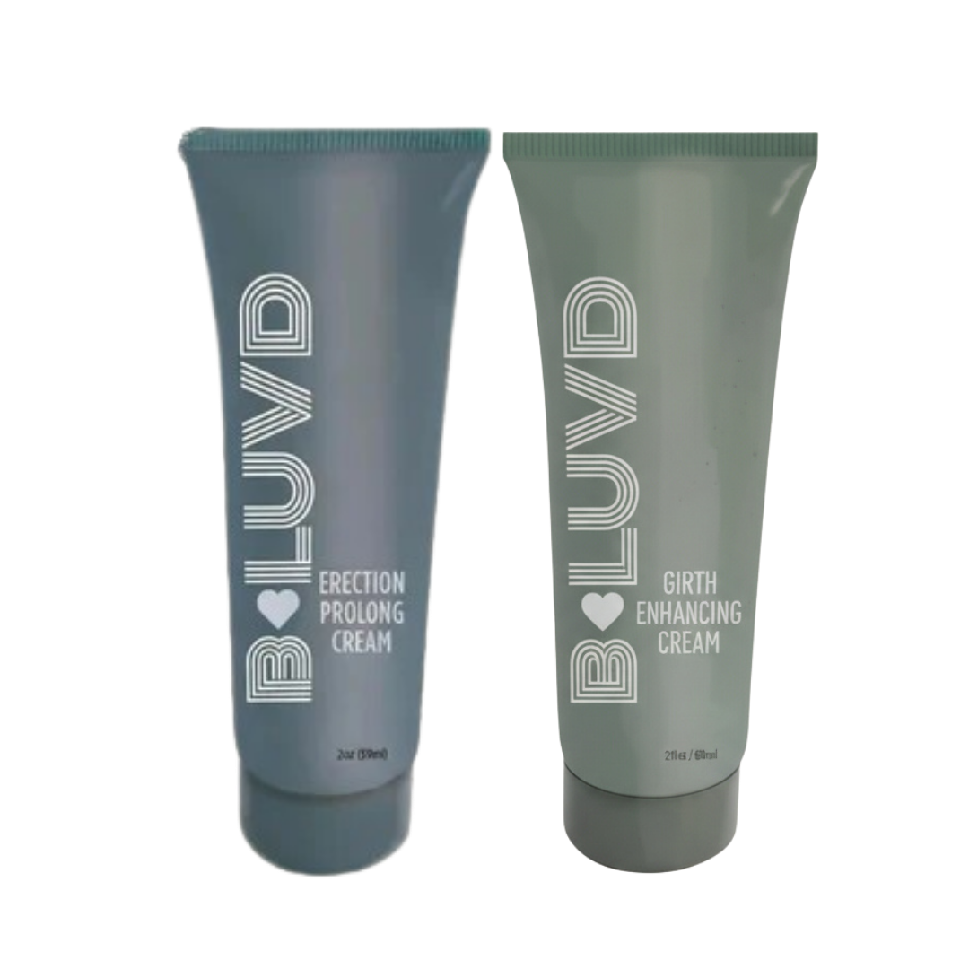 Two tubes of BLUVD cream on a white background