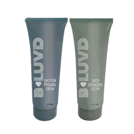 Two tubes of BLUVD cream on a white background