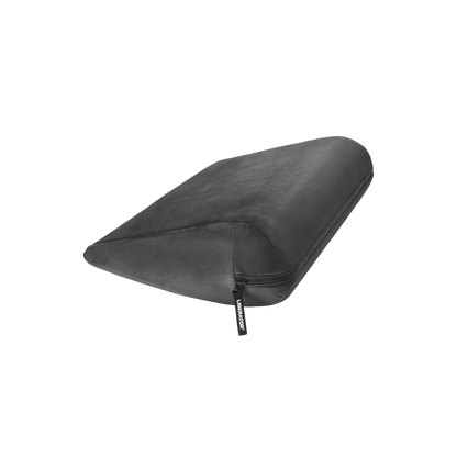 black double curved Jaz pillow with a black zipper on a white background
