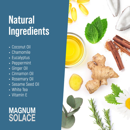 A list of the natural ingredients in the muscle rub.