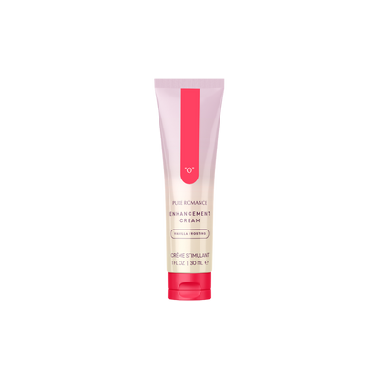 A pink and white tube of O Enhancement Cream with red accents and clear labeling.