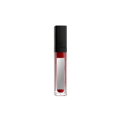 A black and silver tube of pheromone plumping Crimson Kiss lip gloss by Eye of Love.