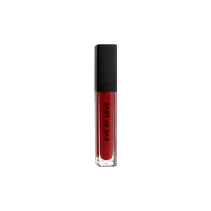 A black and red tube of pheromone plumping Crimson Kiss lip gloss by Eye of Love.