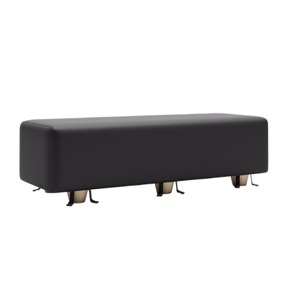 Black bench with cuffs on the bottom on a white background