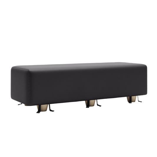 Black bench with cuffs on the bottom on a white background