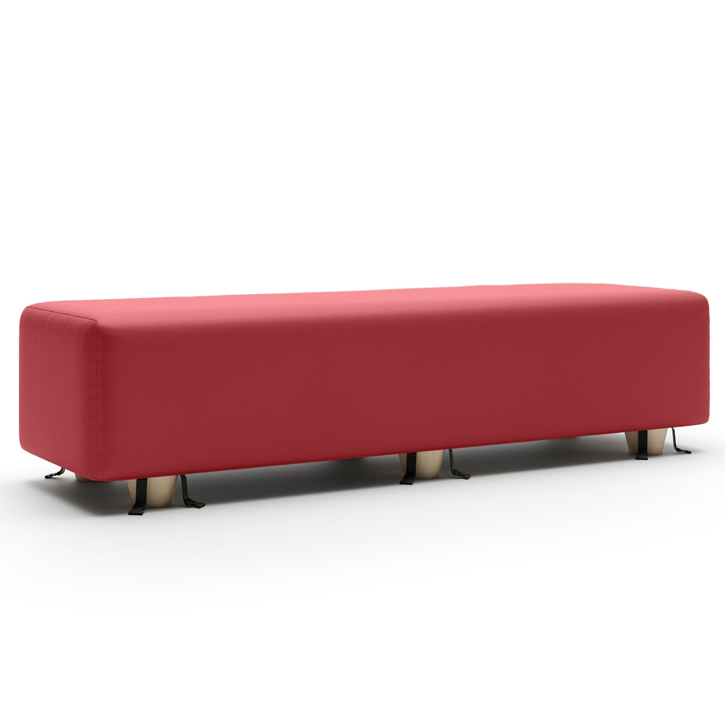 A red Prelude Bench, Bedroom Furniture by Liberator against a white background.