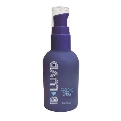 Purple spray bottle labeled 'BLUVD' on a white background