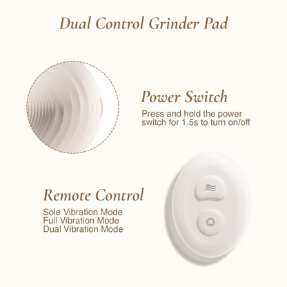 Dual control grinder pad with power switch and remote control on a white background