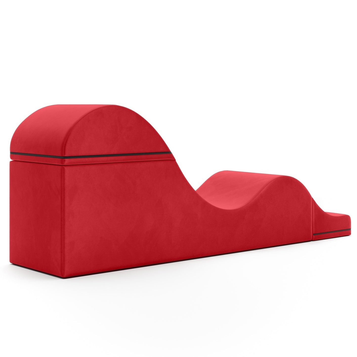 Red Aria Flip Chaise by Liberator unfolded against a white background