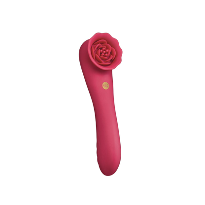 A red rose colored Rose Quake vibrator with a rose end.