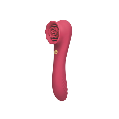A red rose colored Rose Quake vibrator with a rose end.