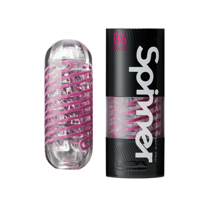 Clear male sleeve with pink drizzle and black packaging on a white background