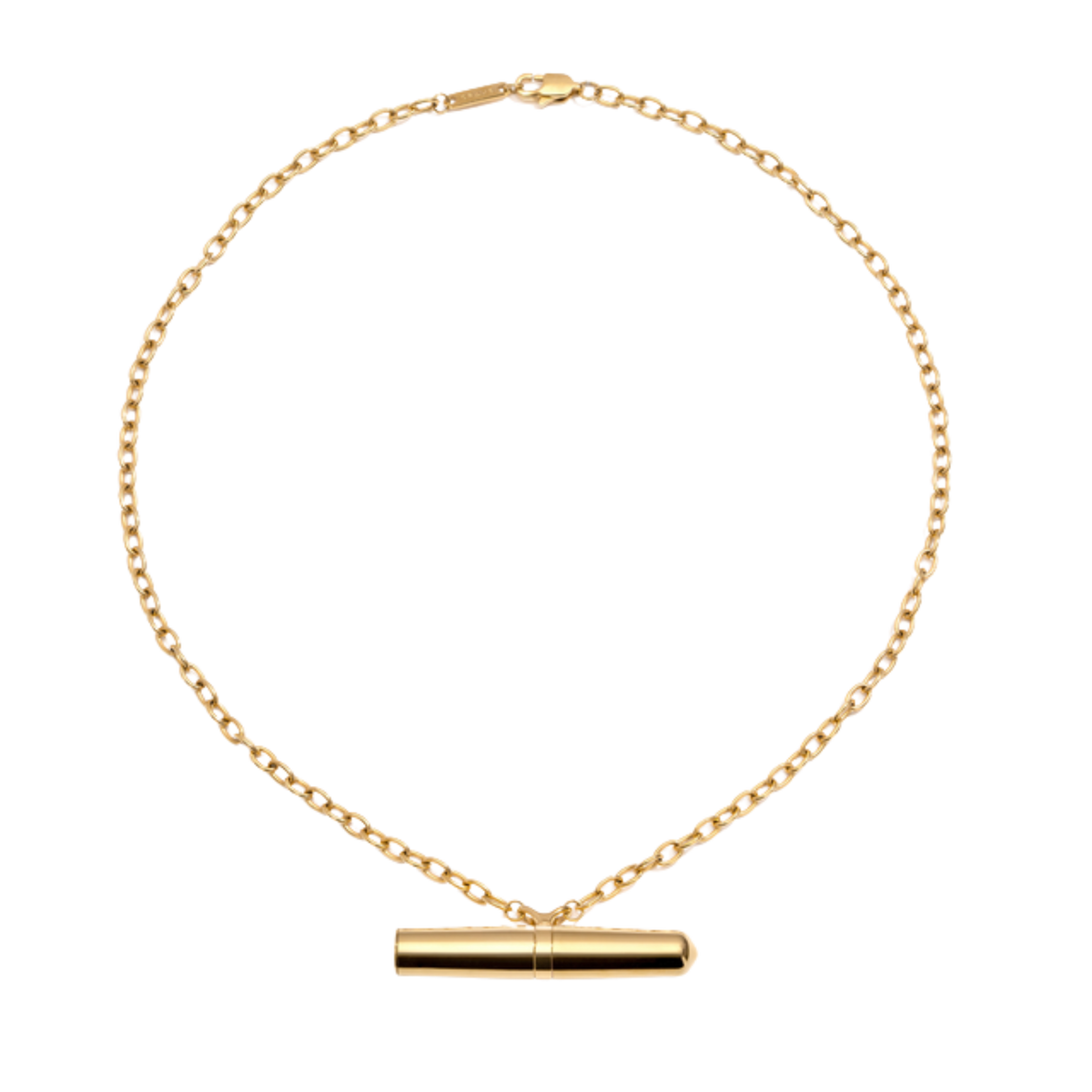 A 24k Gold Vibrator Necklace from the Tease Collection.