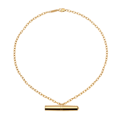 A 24k Gold Vibrator Necklace from the Tease Collection.
